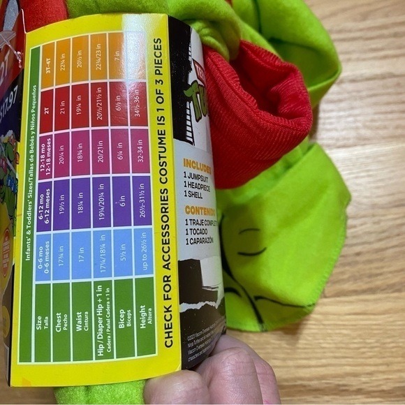 Teenage Mutant Ninja Turtles Costume NEW 2T Bodysuit Shell Hat Raphael - Picture 6 of 6